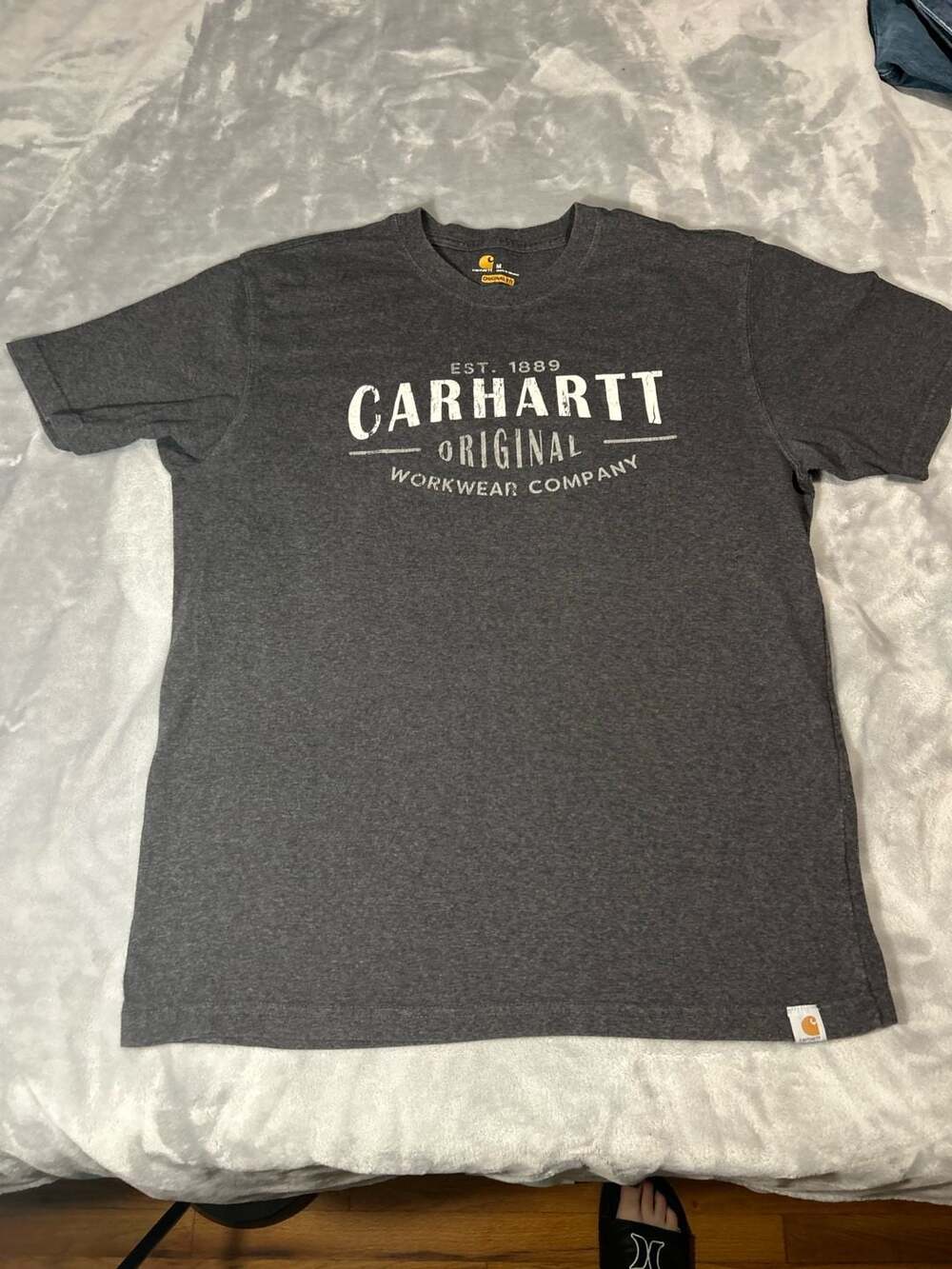 Men’s Carhartt Original Fit Short Sleeve T-Shirt Carbon Heather Gray Size M